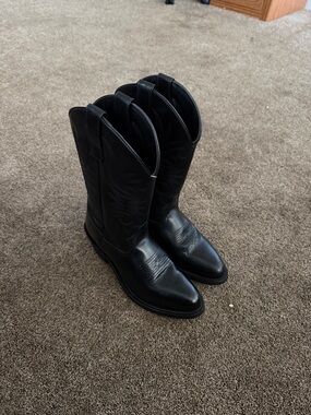 Laredo Men's Black Leather Western Boots with Stitching